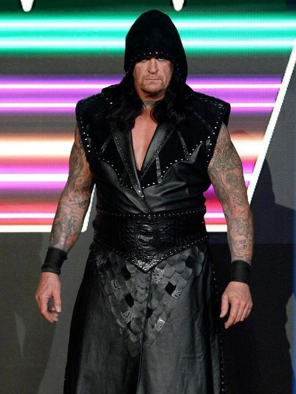 The Undertaker WWE Raw Black Leather Vest Coat
